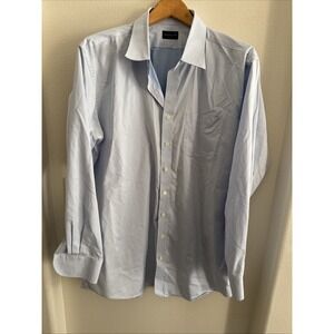 Proper Cloth Dress Shirt Mens Blue 100% Cotton Button Up Long Sleeve 18.5" Neck